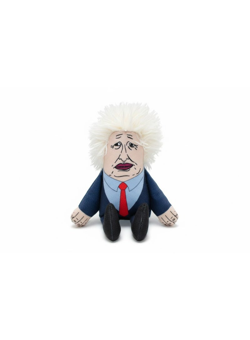 لعبة قطيفة للحيوانات الأليفة، بتصميم شخصية بشعر أبيض وبدلة